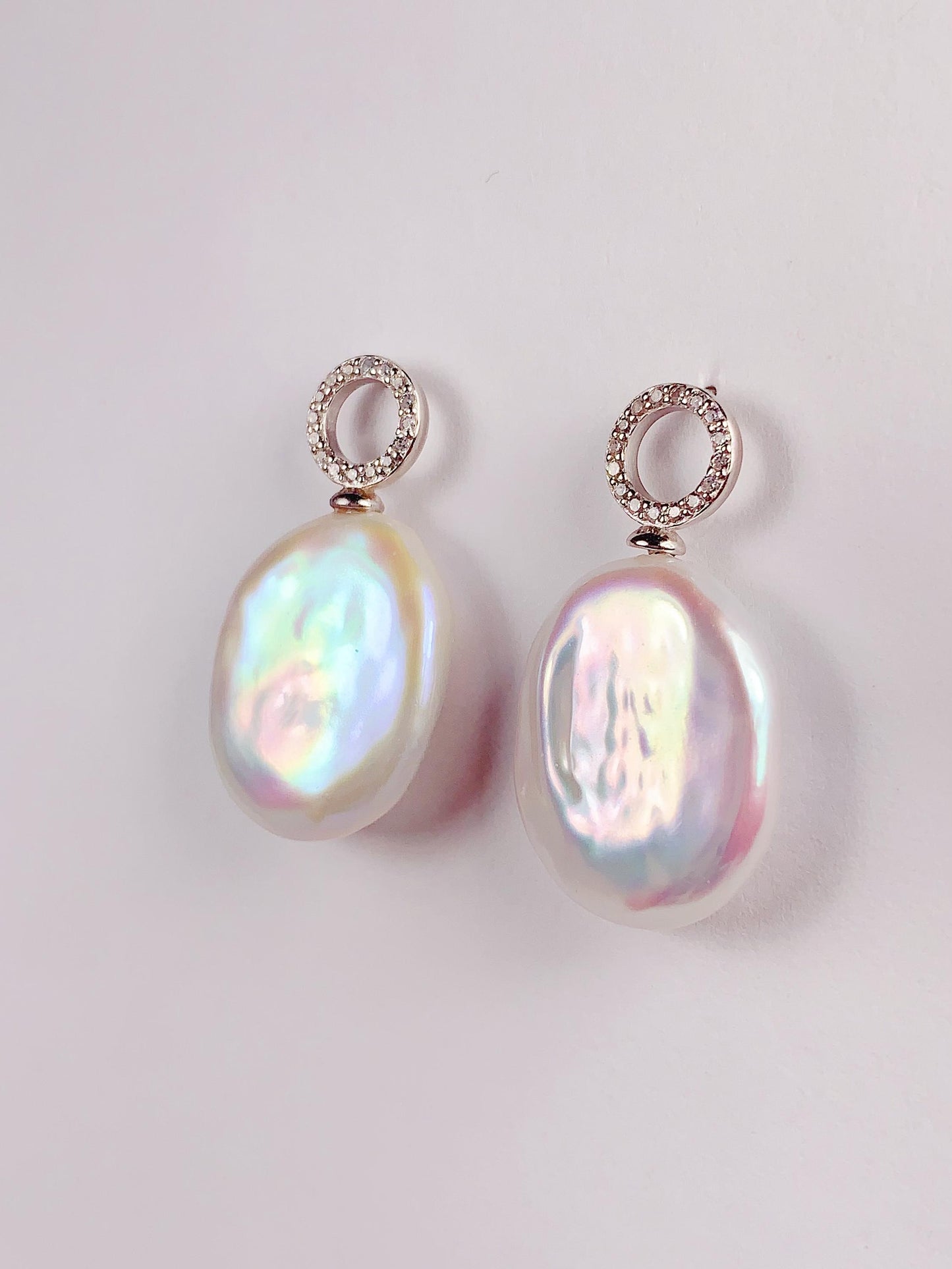 Oval Freshwater Pearl Earrings: 18k Gold Plated Sterling Silver Studs