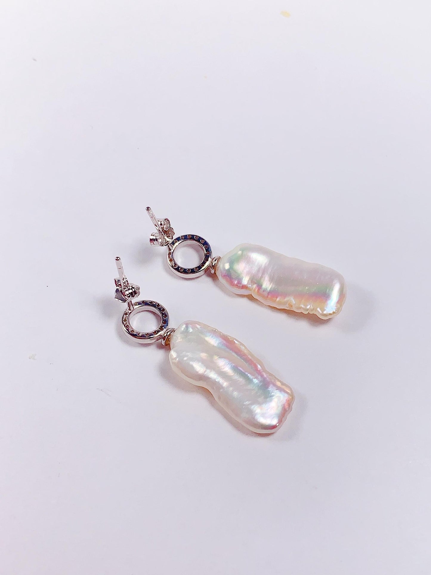 Baroque Pearl Earrings: 18k Gold Plated Sterling Silver Studs