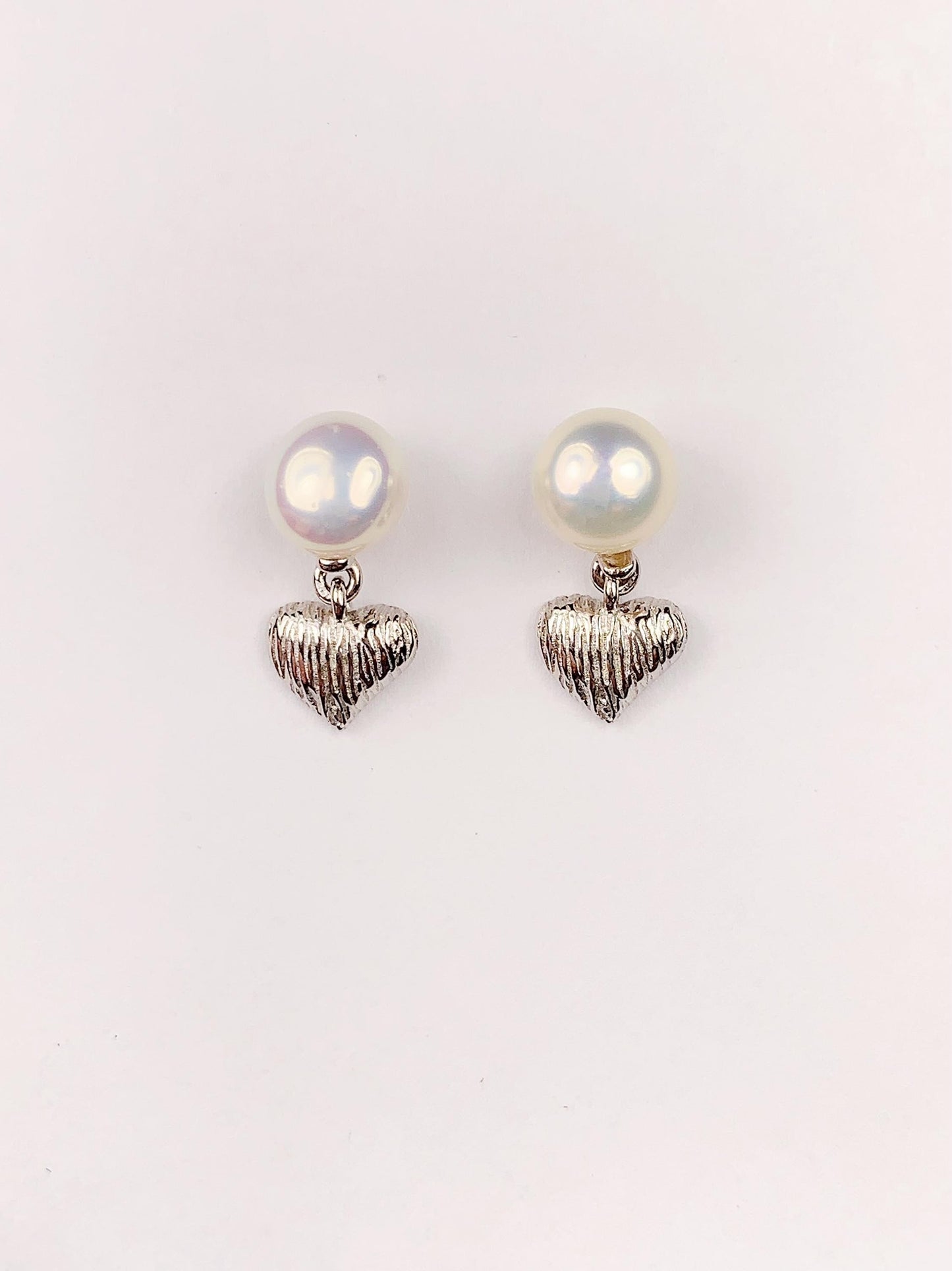Freshwater Pearl Heart Earrings: 18k Gold Plated Sterling Silver Studs
