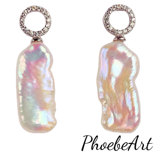 Baroque Pearl Earrings: 18k Gold Plated Sterling Silver Studs