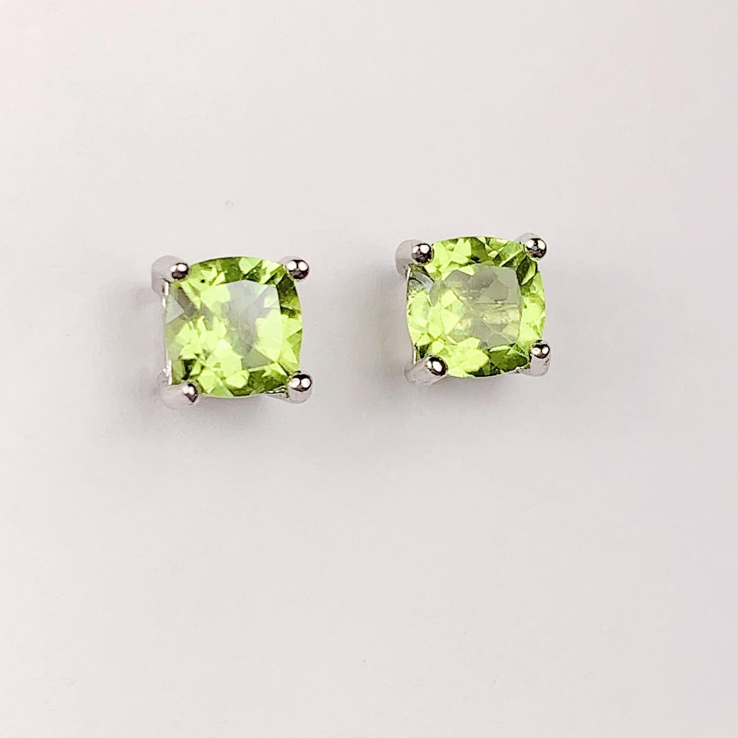 Peridot Sterling Silver Stud Earrings: 18k Gold Plated, August Birthstone