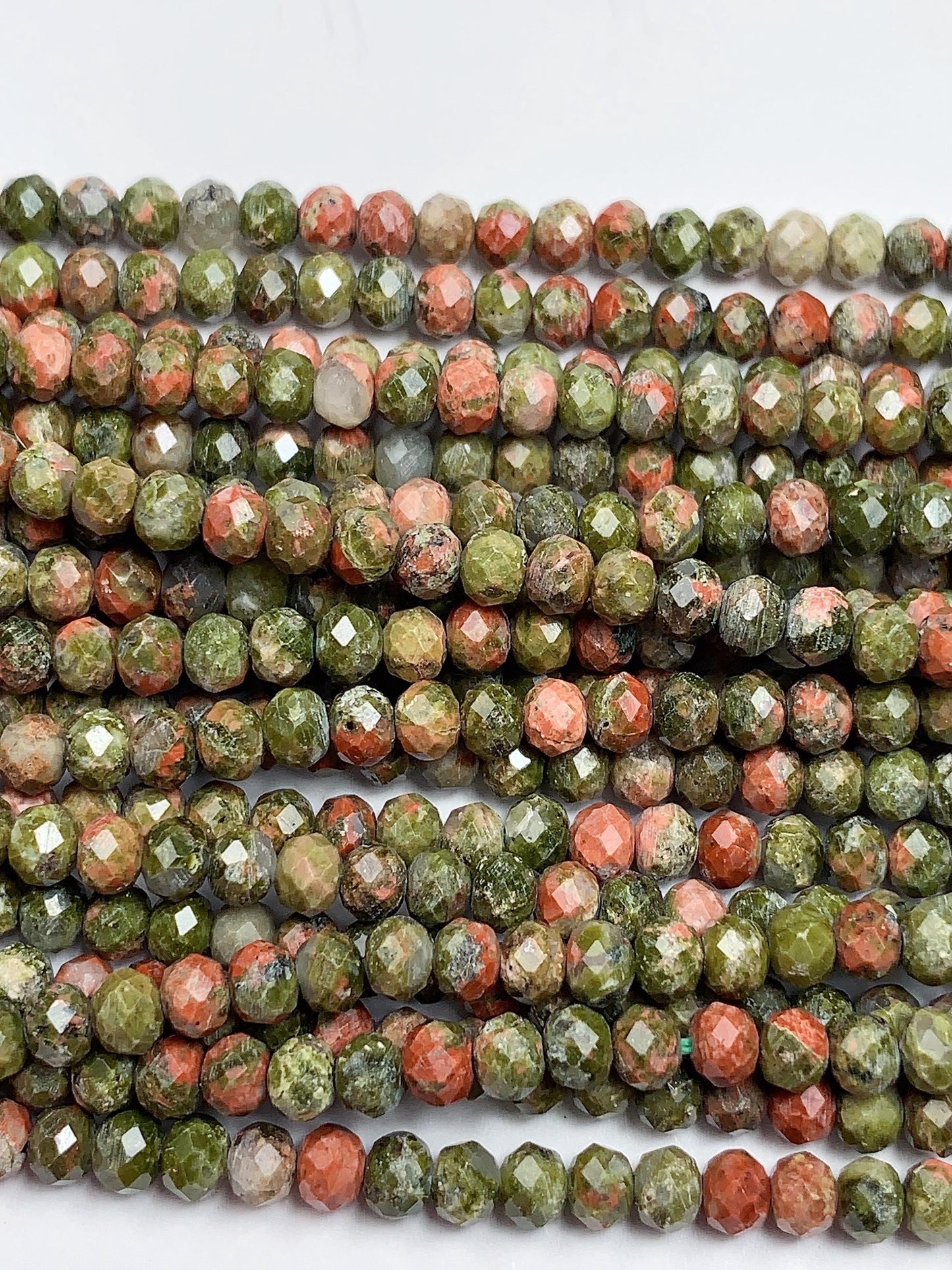 High Quality AAA Genuine Natural Green Malachite Faceted Rondelle Beads 15.5" Strand