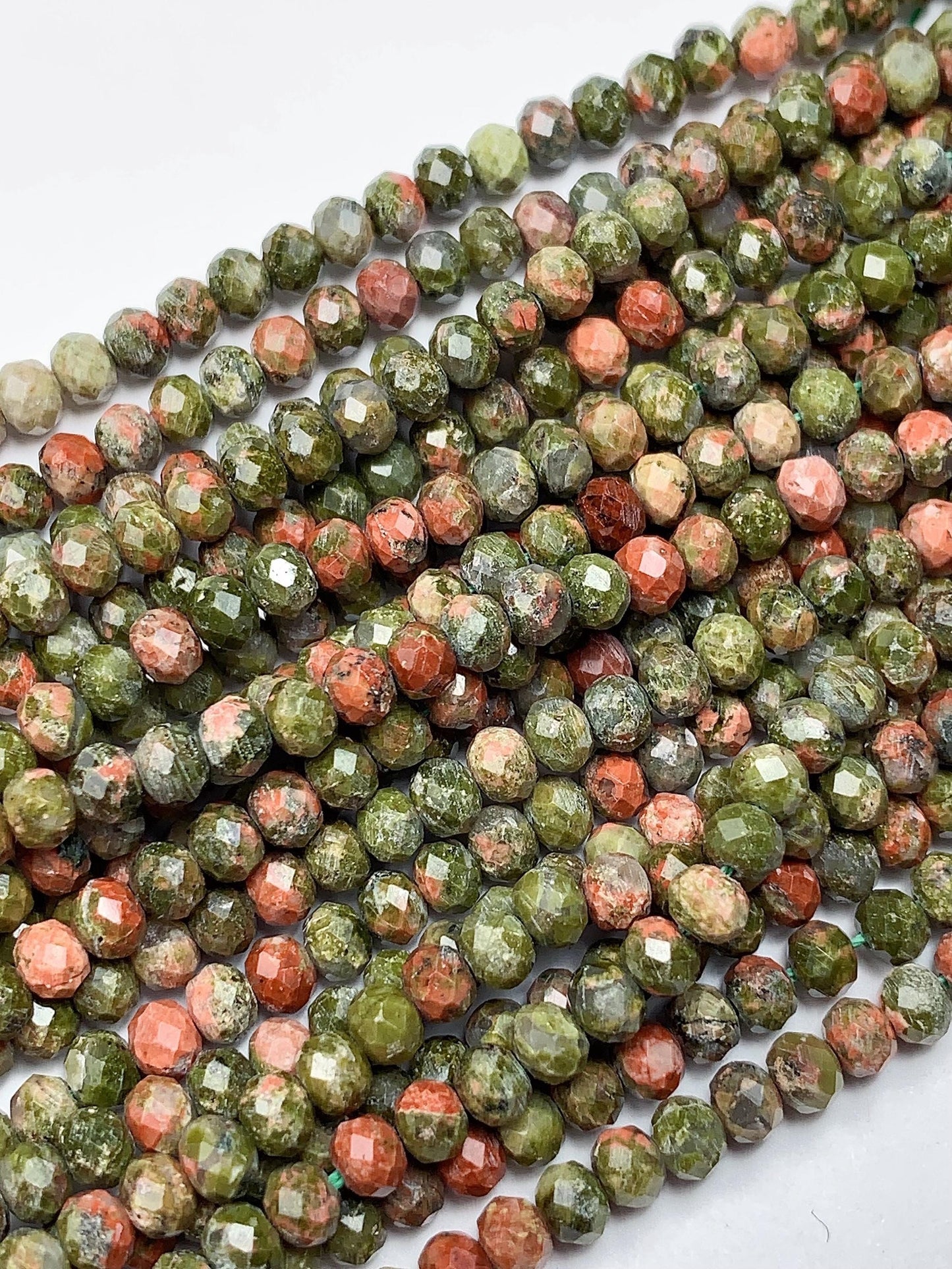 High Quality AAA Genuine Natural Green Malachite Faceted Rondelle Beads 15.5" Strand