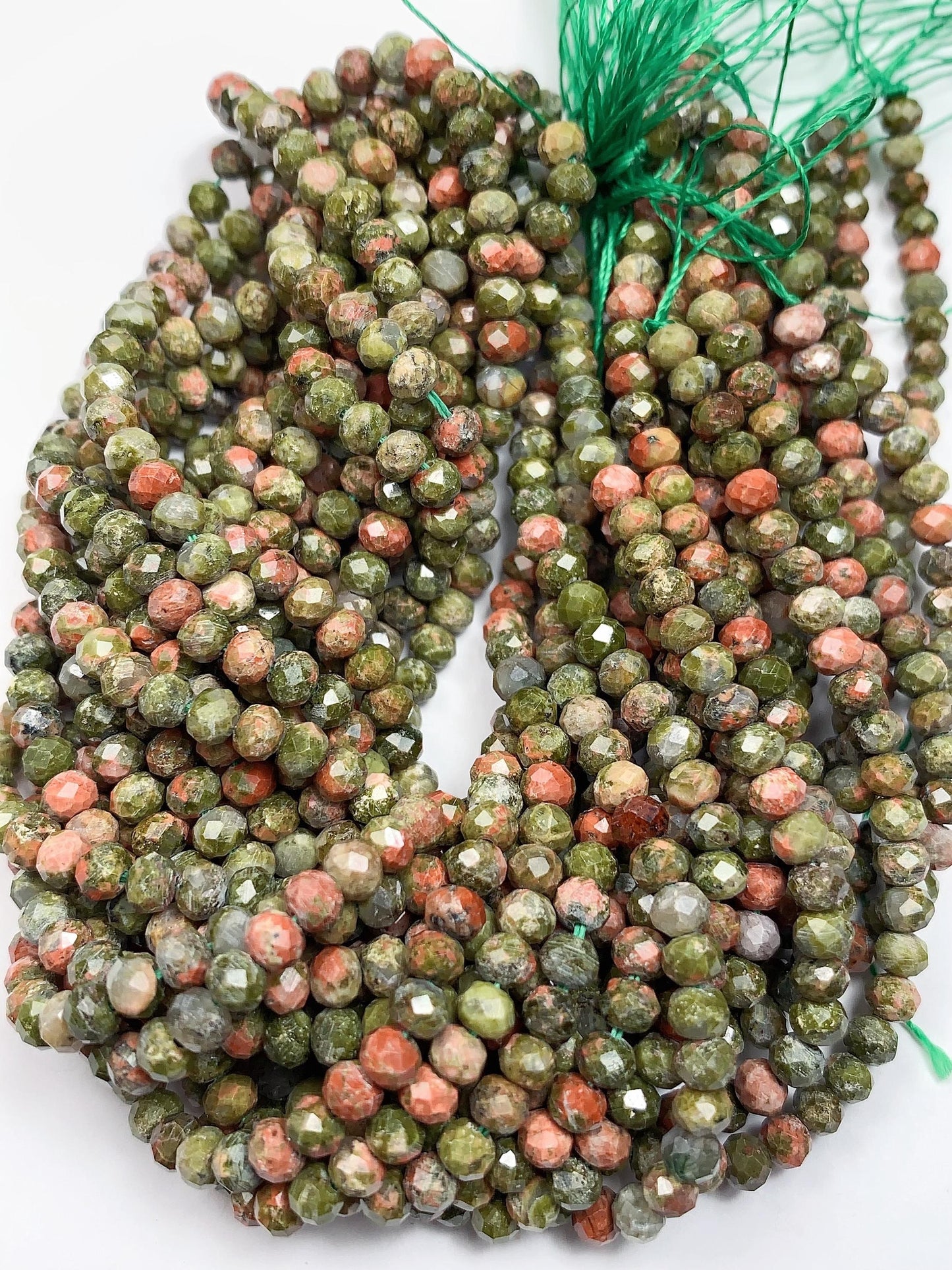 High Quality AAA Genuine Natural Green Malachite Faceted Rondelle Beads 15.5" Strand