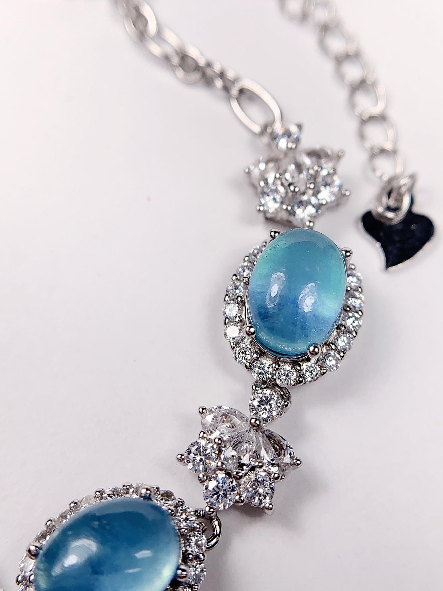 Natural Aquamarine Bracelet: 18k White Gold Plated Sterling Silver