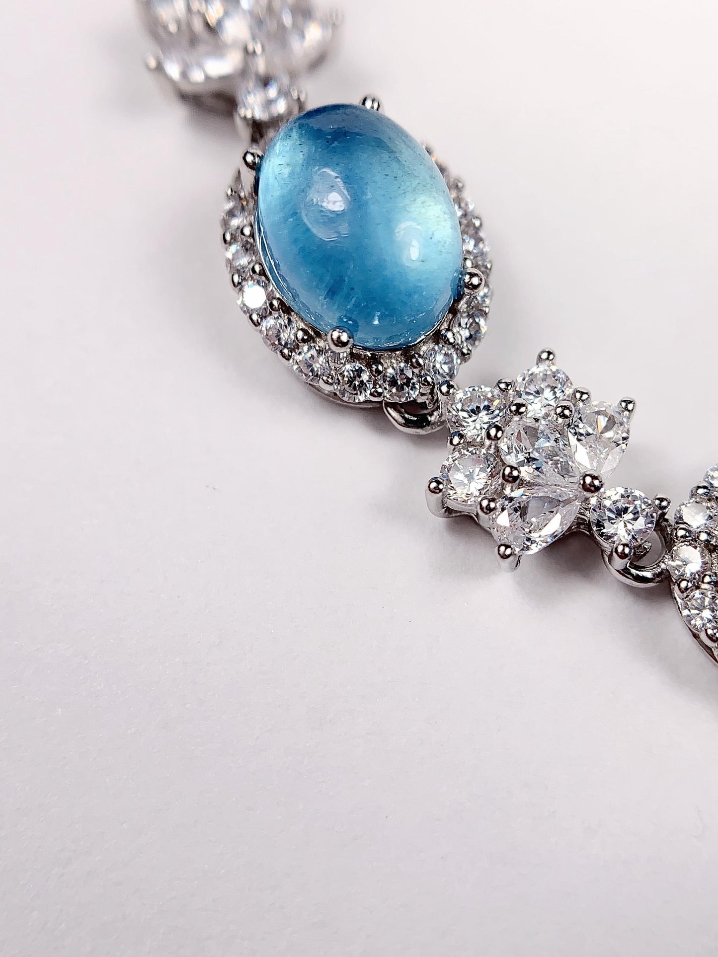 Natural Aquamarine Bracelet: 18k White Gold Plated Sterling Silver