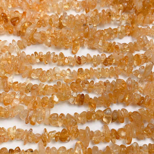 Natural Yellow Citrine Chip Beads: 32" Strand, DIY Jewelry (7-12mm)