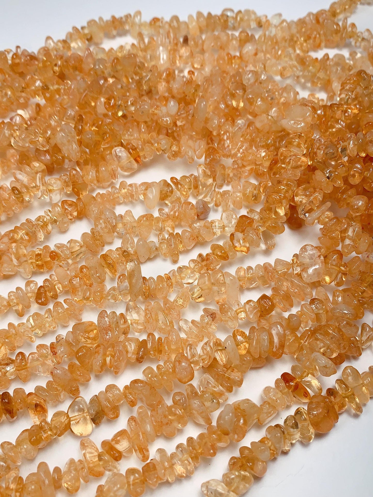 Natural Yellow Citrine Chip Beads: 32" Strand, DIY Jewelry (7-12mm)