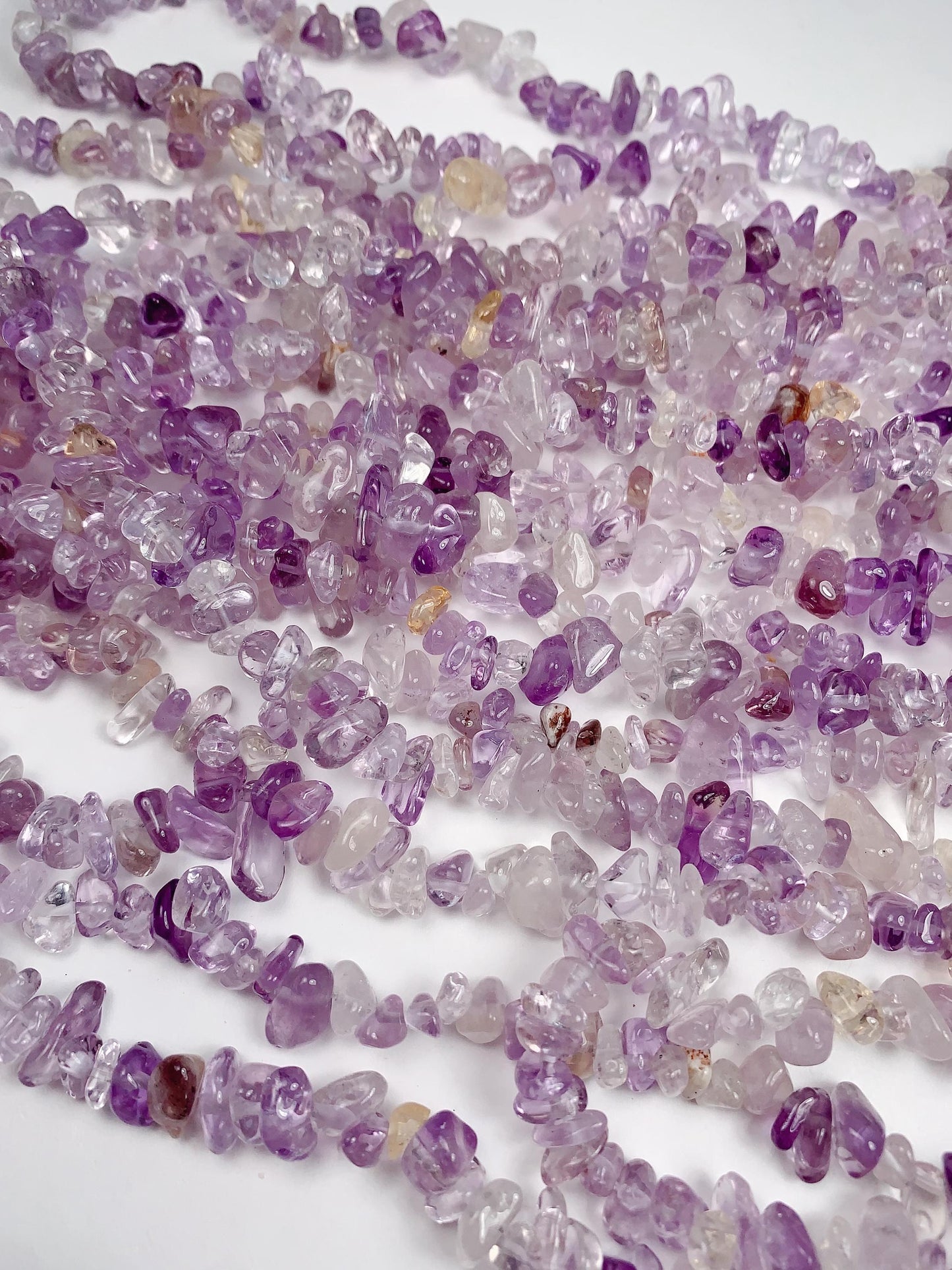 Amethyst Citrine Chip Beads: Natural Gemstone Nugget Strand, 32"
