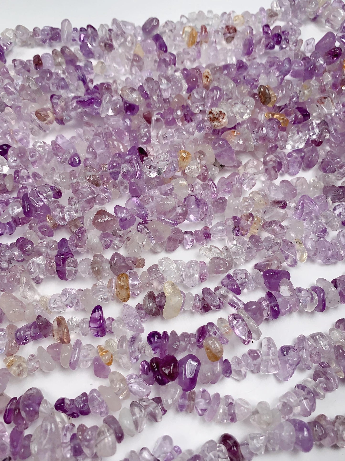 Amethyst Citrine Chip Beads: Natural Gemstone Nugget Strand, 32"