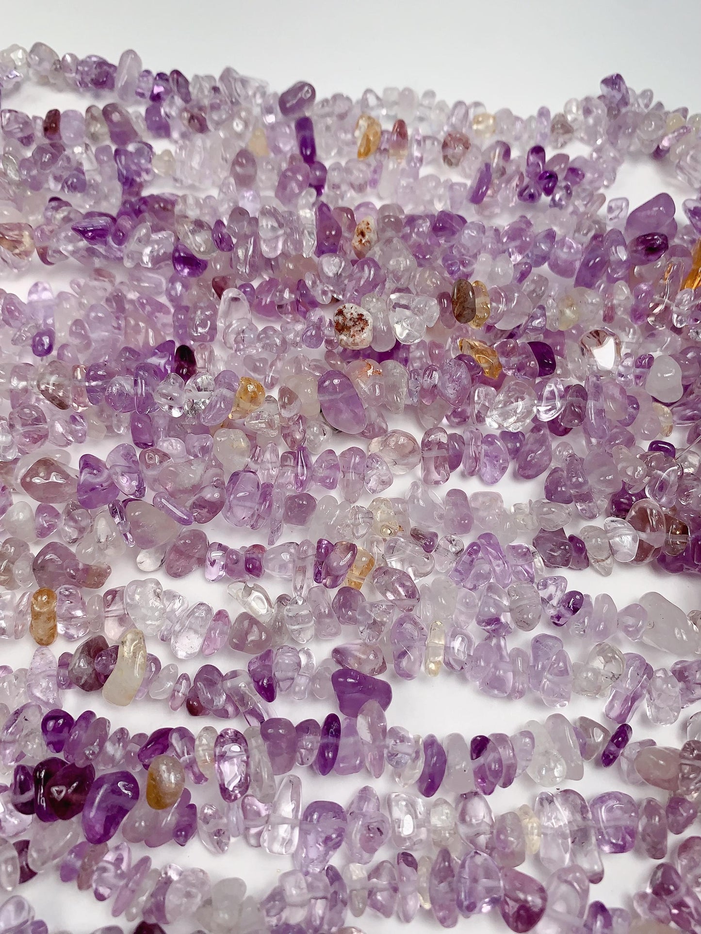 Amethyst Citrine Chip Beads: Natural Gemstone Nugget Strand, 32"