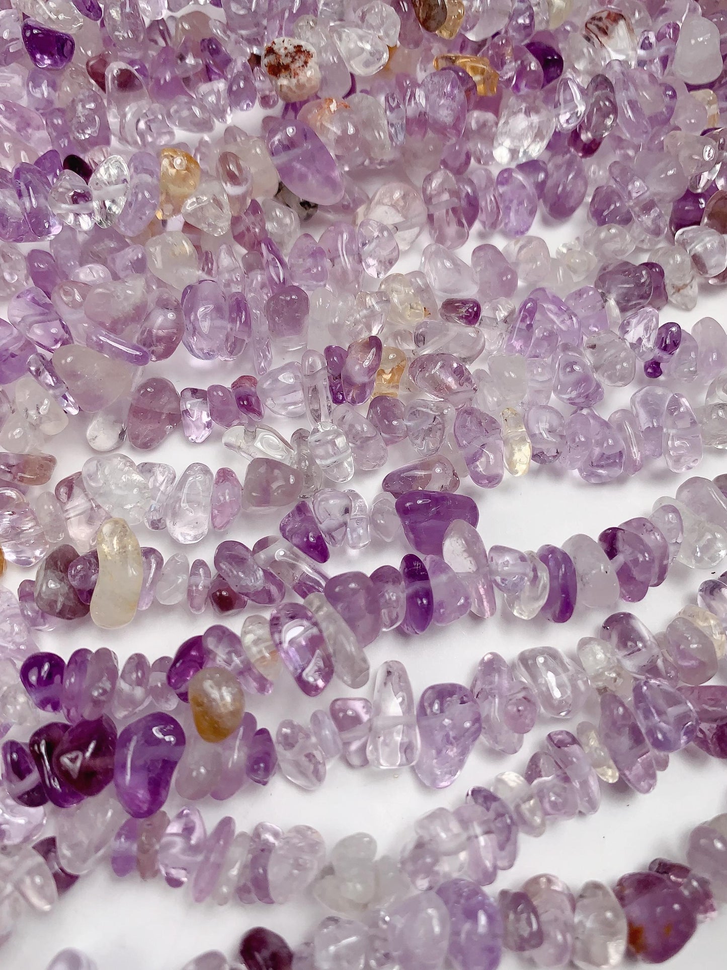 Amethyst Citrine Chip Beads: Natural Gemstone Nugget Strand, 32"