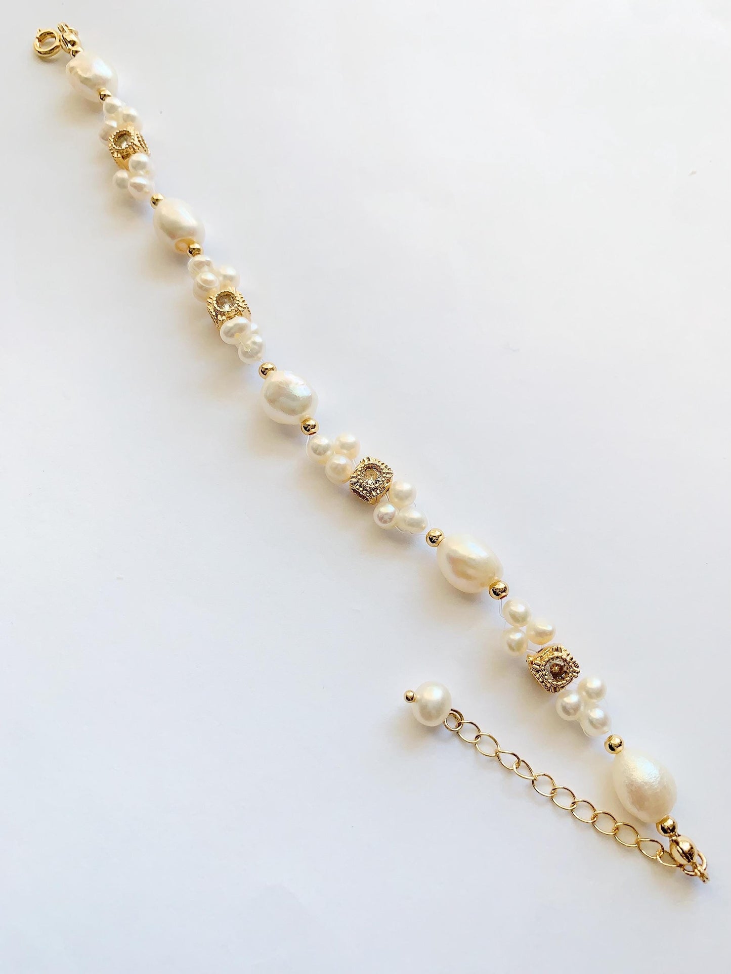 Baroque Freshwater Pearl Bracelet: 14K Gold Filled, June Birthstone