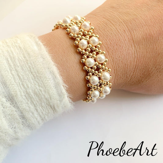 14K Gold Filled Freshwater Pearl Bracelet: AAA Quality