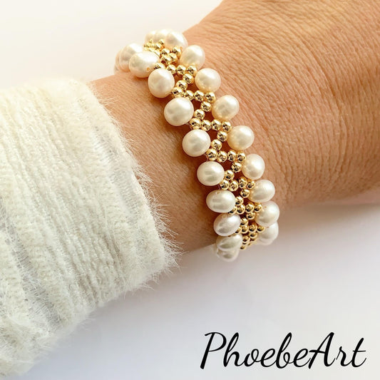 AAA Freshwater Pearl Bracelet: 14K Gold Filled, June Birthstone