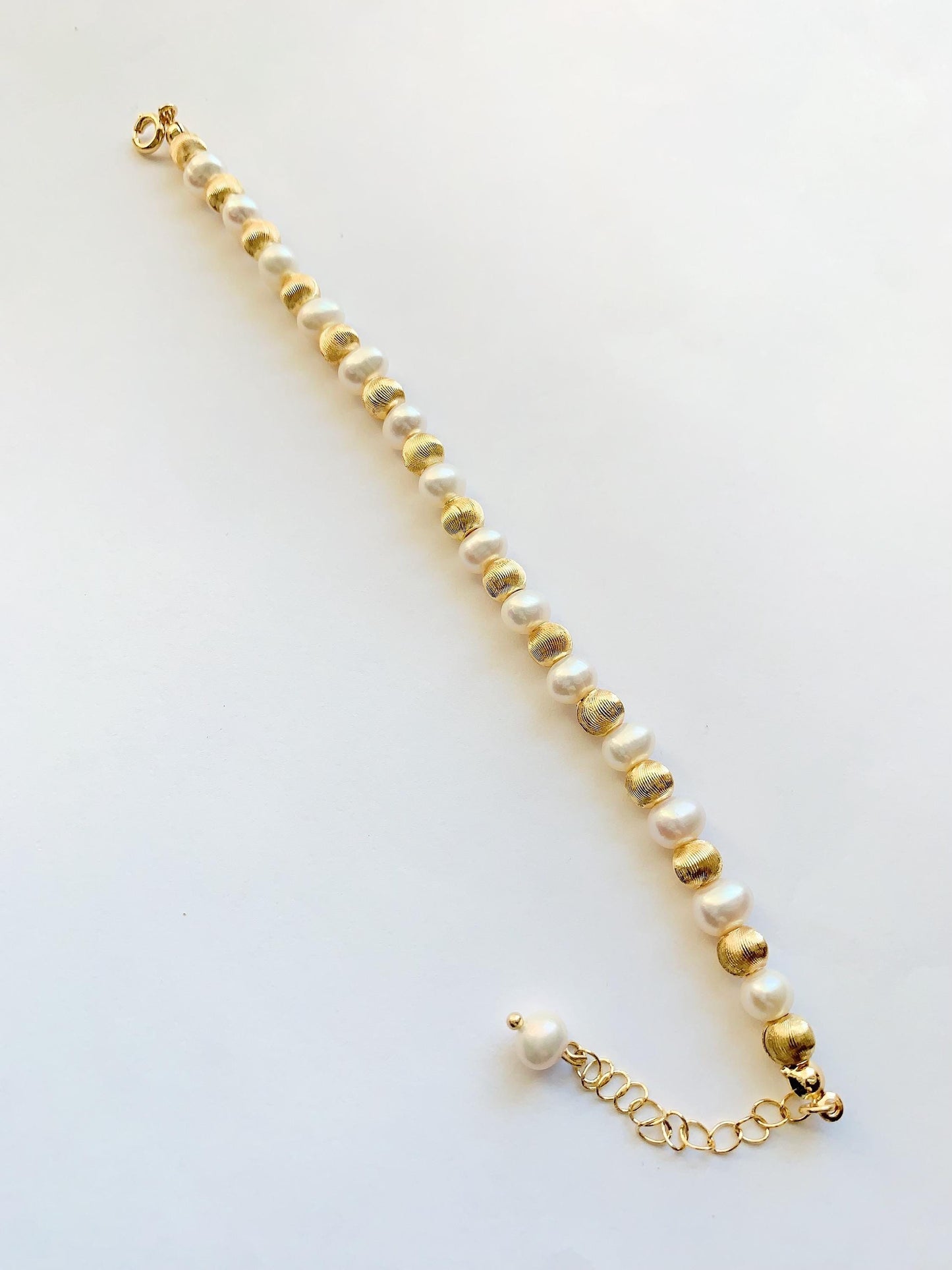 Freshwater Pearl Bracelet: 14K Gold Filled, Cat Eye Beads