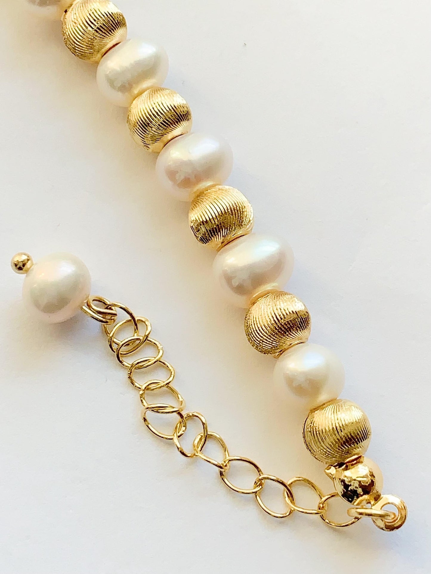 Freshwater Pearl Bracelet: 14K Gold Filled, Cat Eye Beads