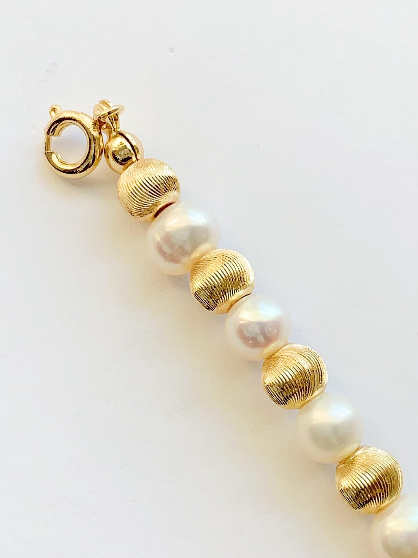 Freshwater Pearl Bracelet: 14K Gold Filled, Cat Eye Beads