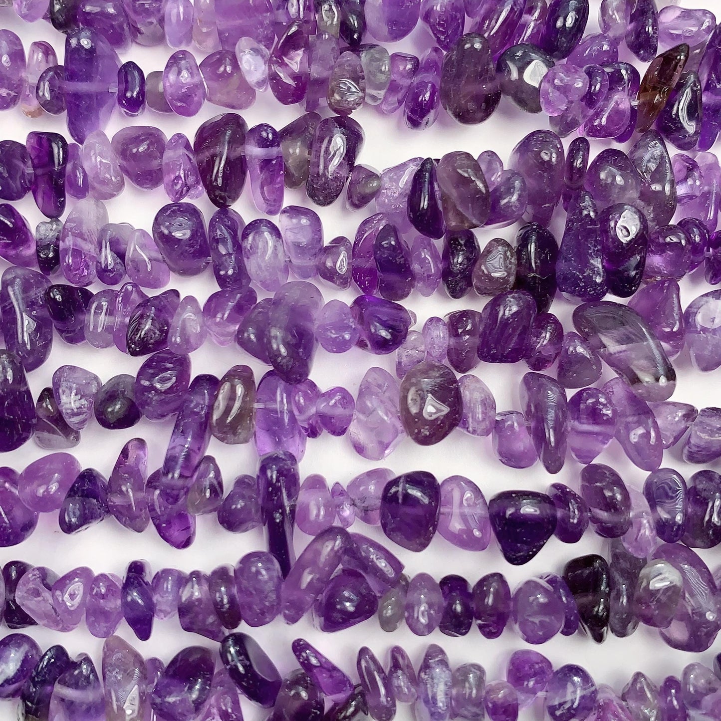 Amethyst Nugget Beads: Natural Purple Gemstone Crystal Chips, 32" Strand