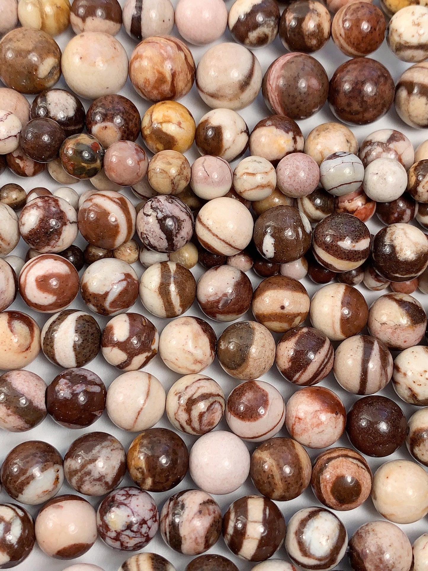 Natural Brown Zebra Jasper Beads: Smooth Round Gemstone Strand