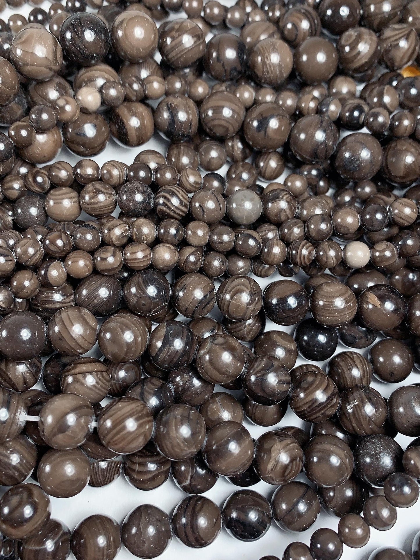 Natural Brown Wood Grain Jasper Smooth Round Beads Gemstone Strand 15.5