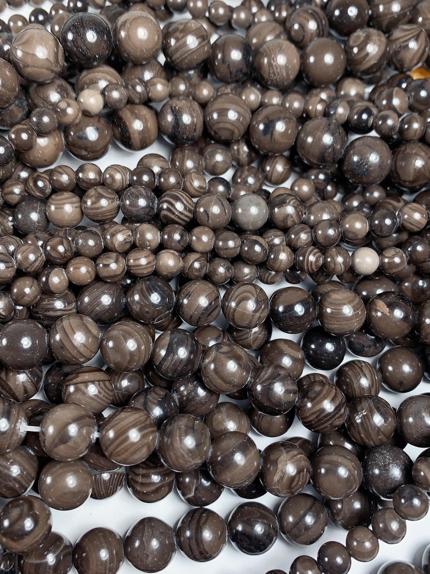 Natural Brown Wood Grain Jasper Smooth Round Beads Gemstone Strand 15.5