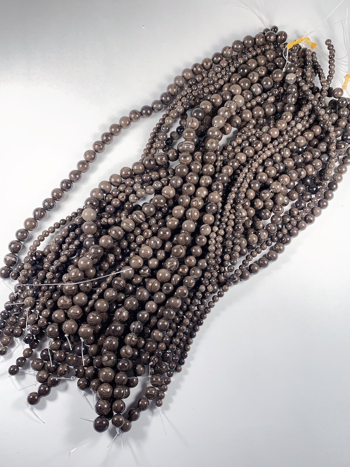 Natural Brown Wood Grain Jasper Smooth Round Beads Gemstone Strand 15.5
