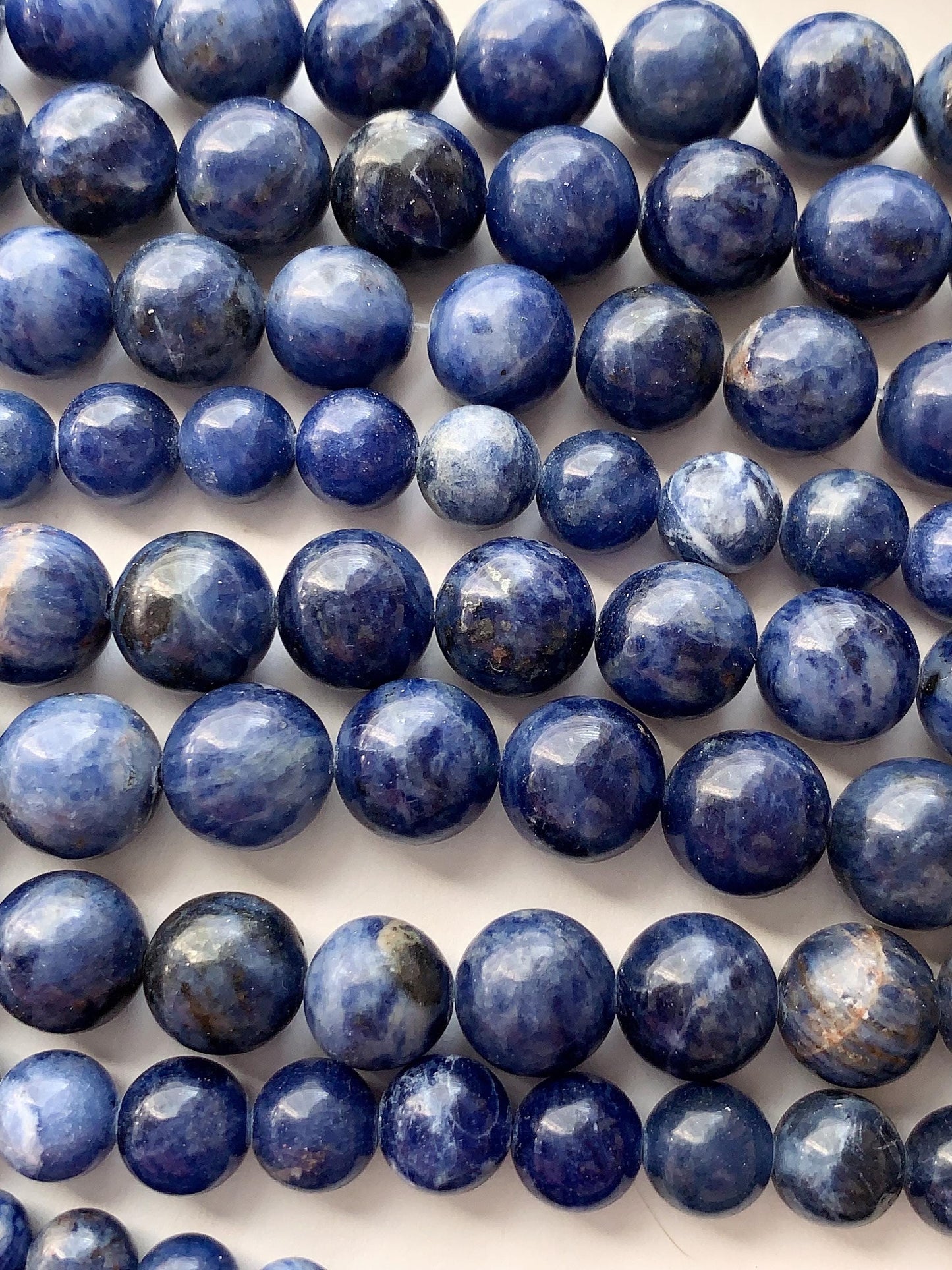 Natural Blue Sodalite Beads: Smooth Round Gemstone Strand (15")