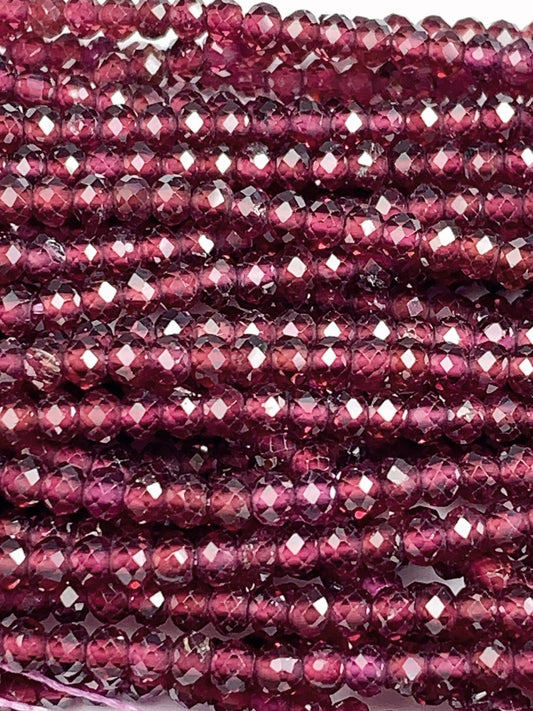 Good quality Genuine Natural purple garnet Faceted Rondelle Beads 15.5" Strand 2x2.9mm