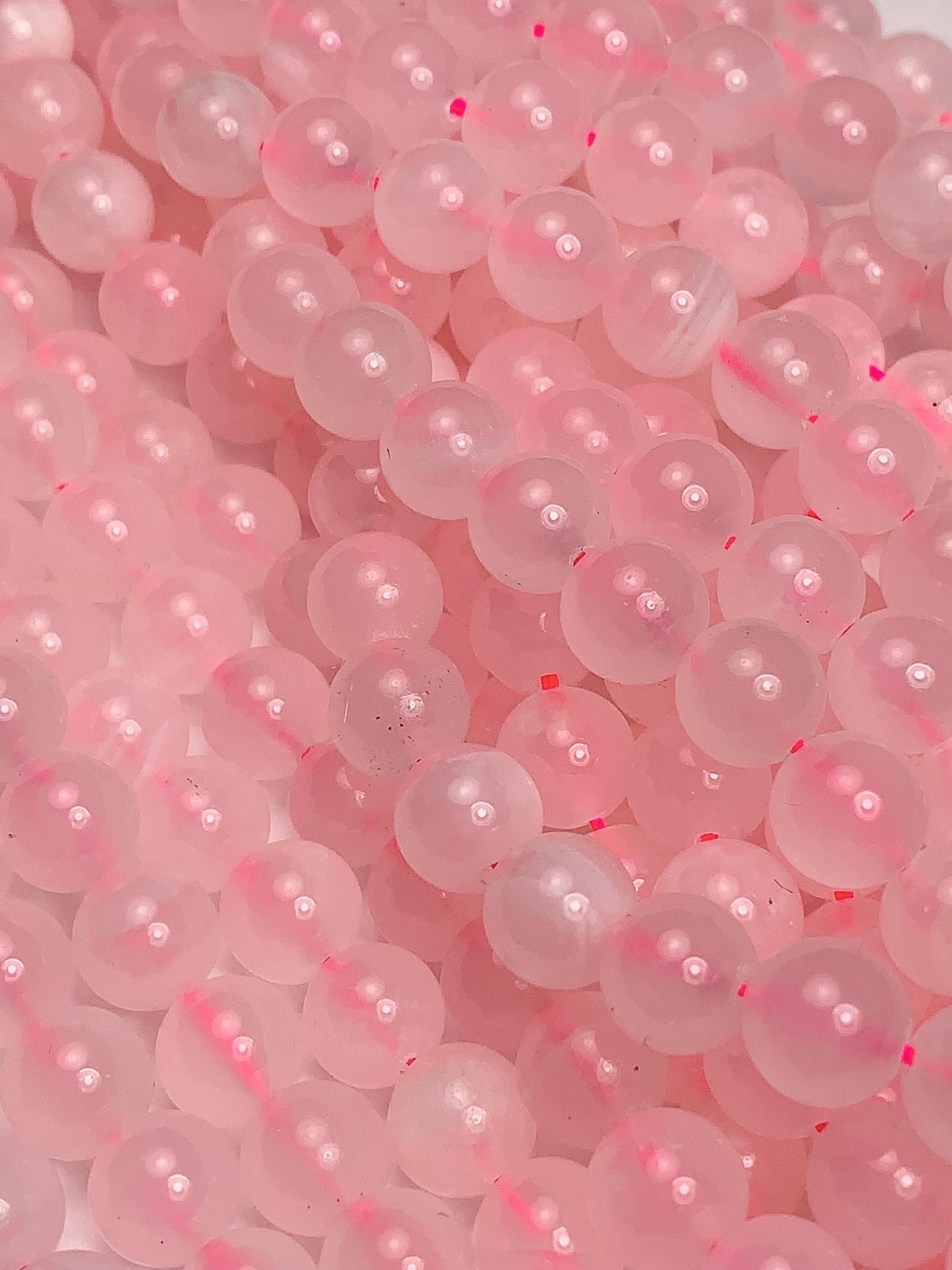 Pink Calcite Quartz Beads: Natural Gemstone Strand (8mm)