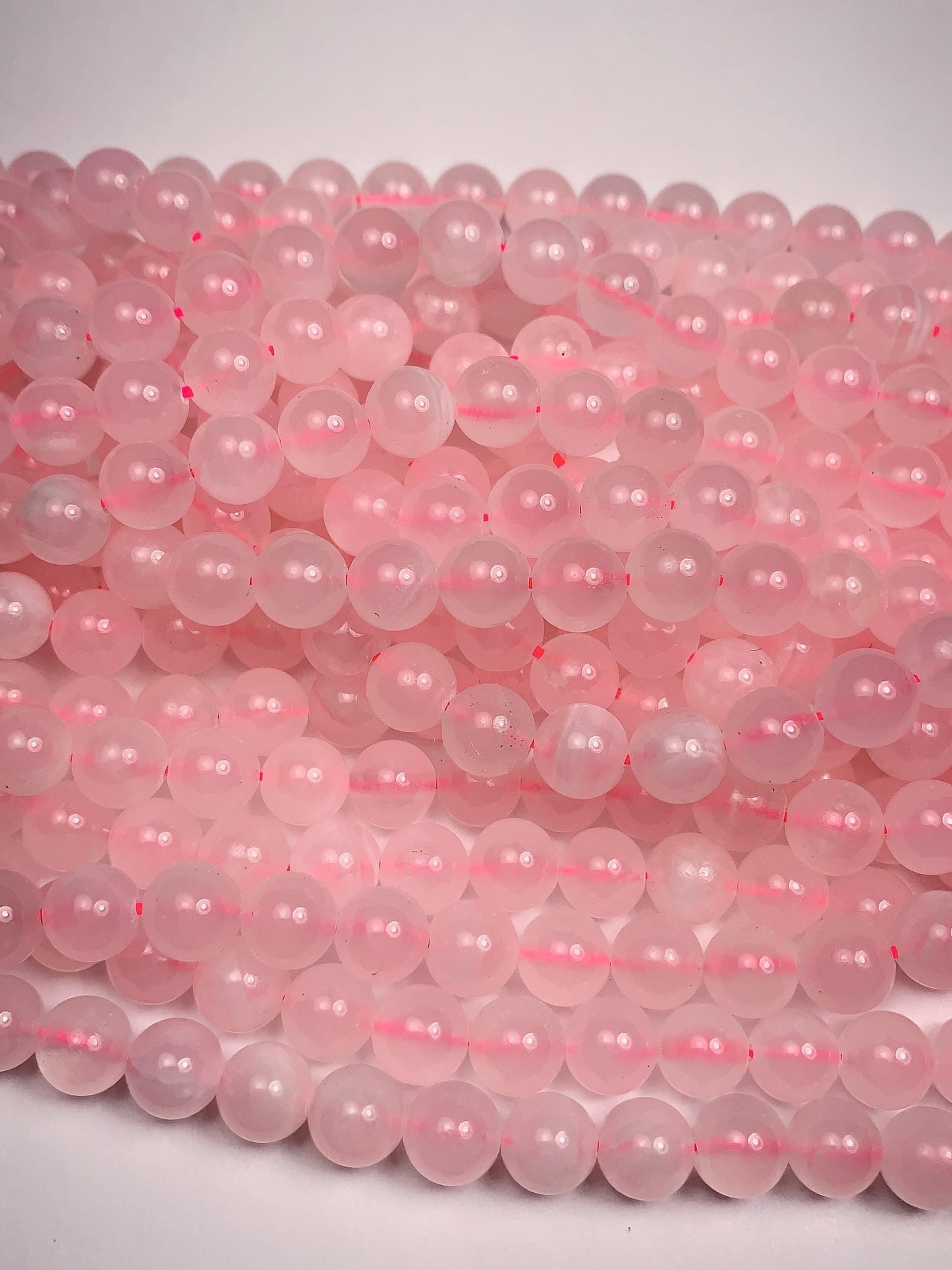 Pink Calcite Quartz Beads: Natural Gemstone Strand (8mm)