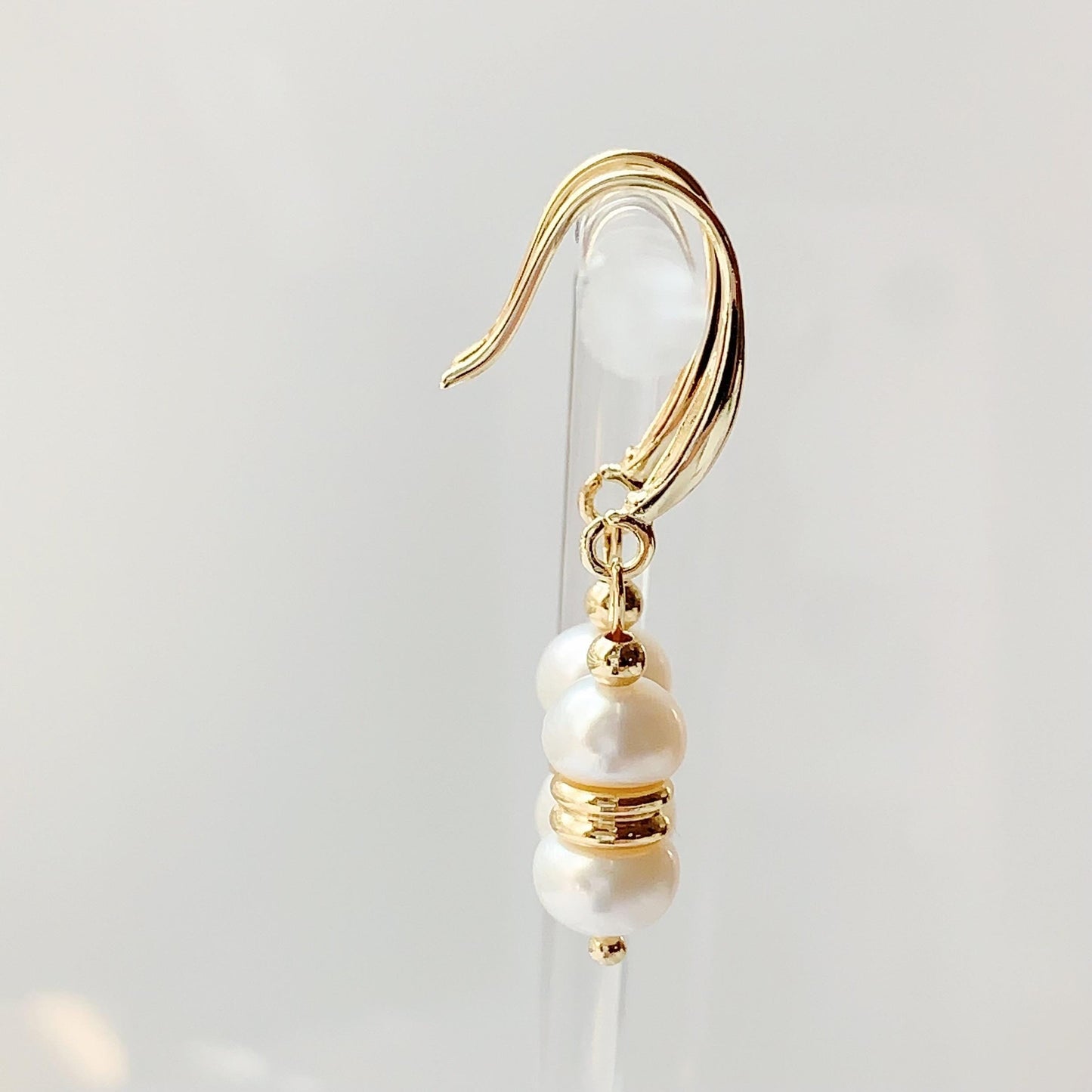 14K Gold Filled Freshwater Pearl Earrings: Handmade Dangle Studs