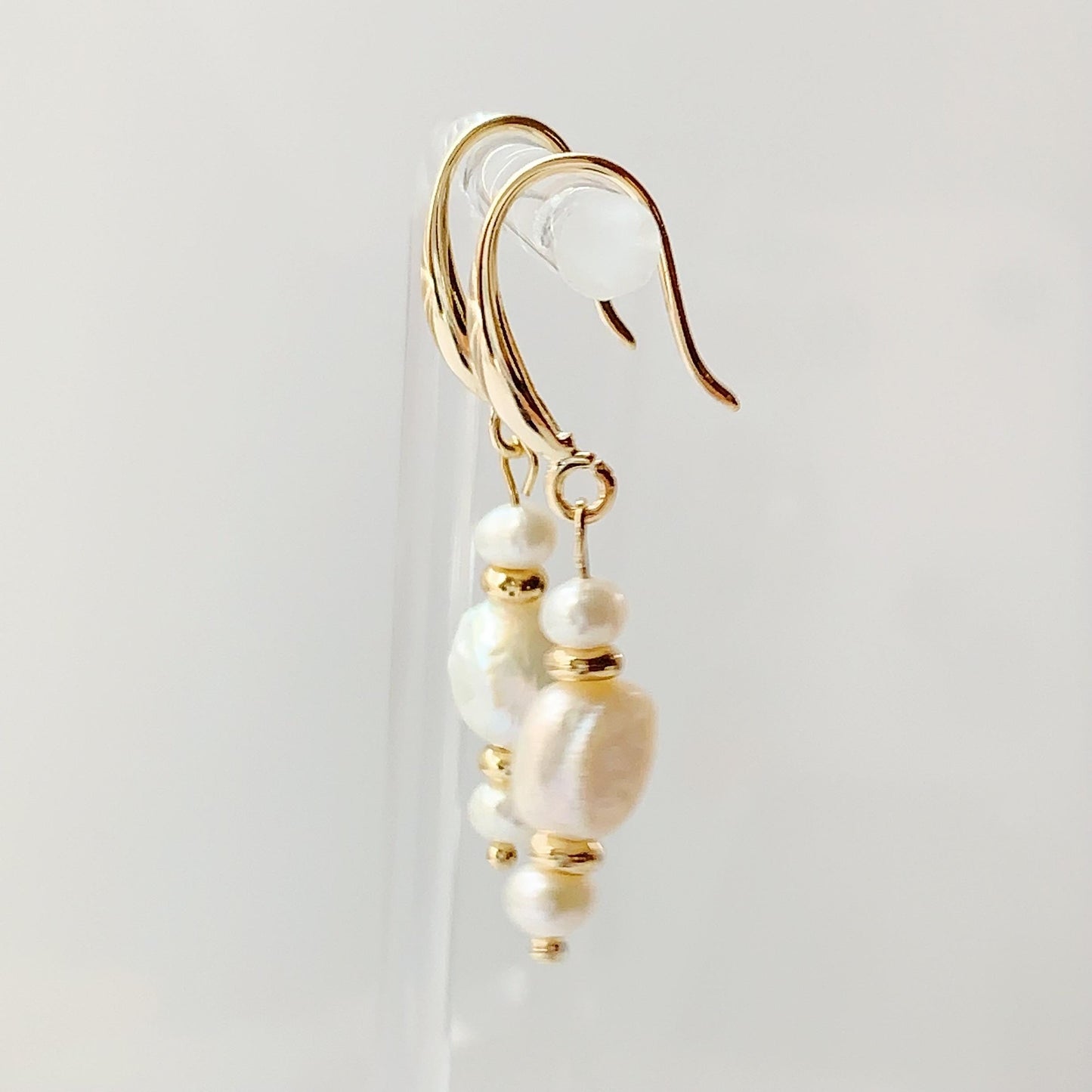 14K Gold Filled Baroque Pearl Earrings: Natural Freshwater Pearl Studs