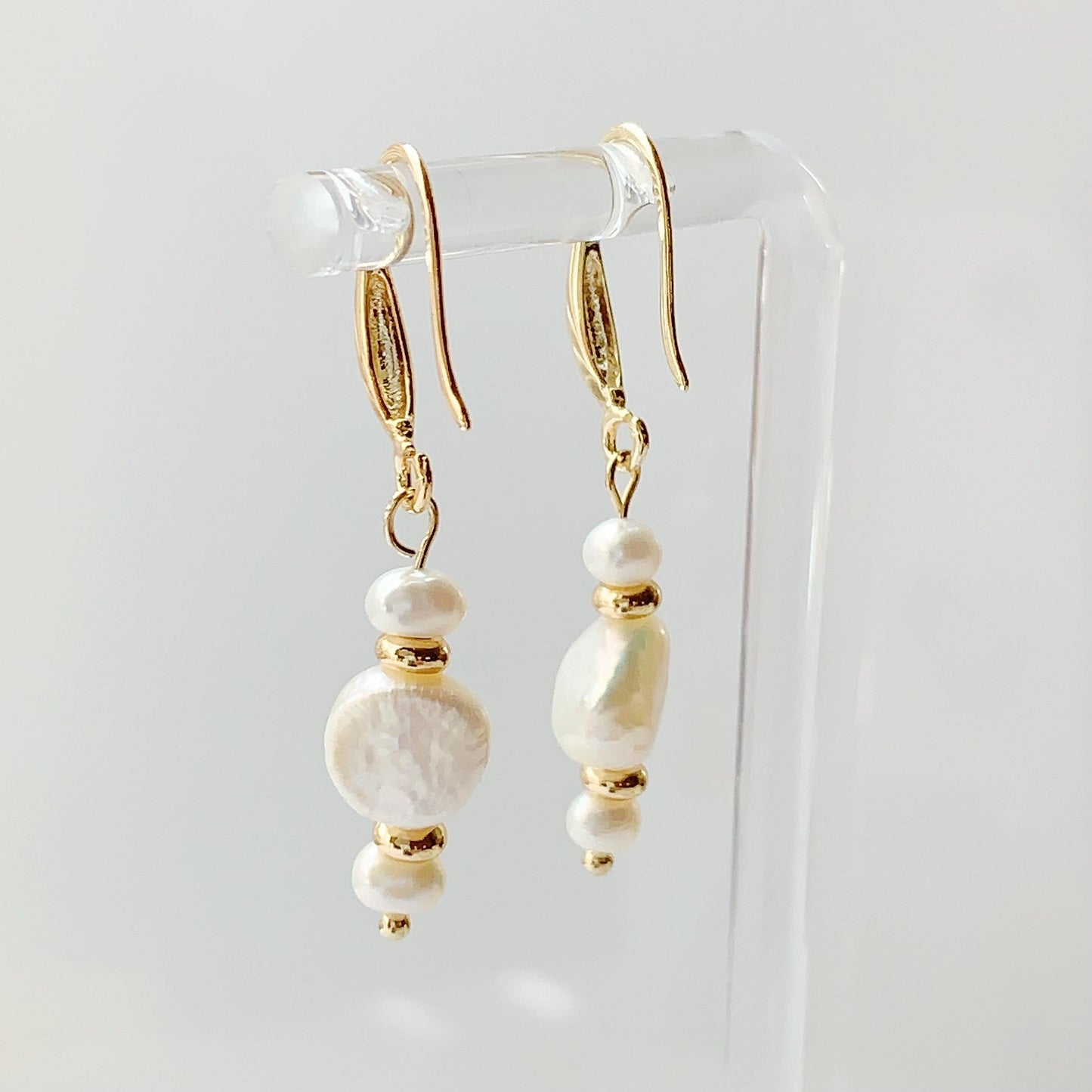 14K Gold Filled Baroque Pearl Earrings: Natural Freshwater Pearl Studs