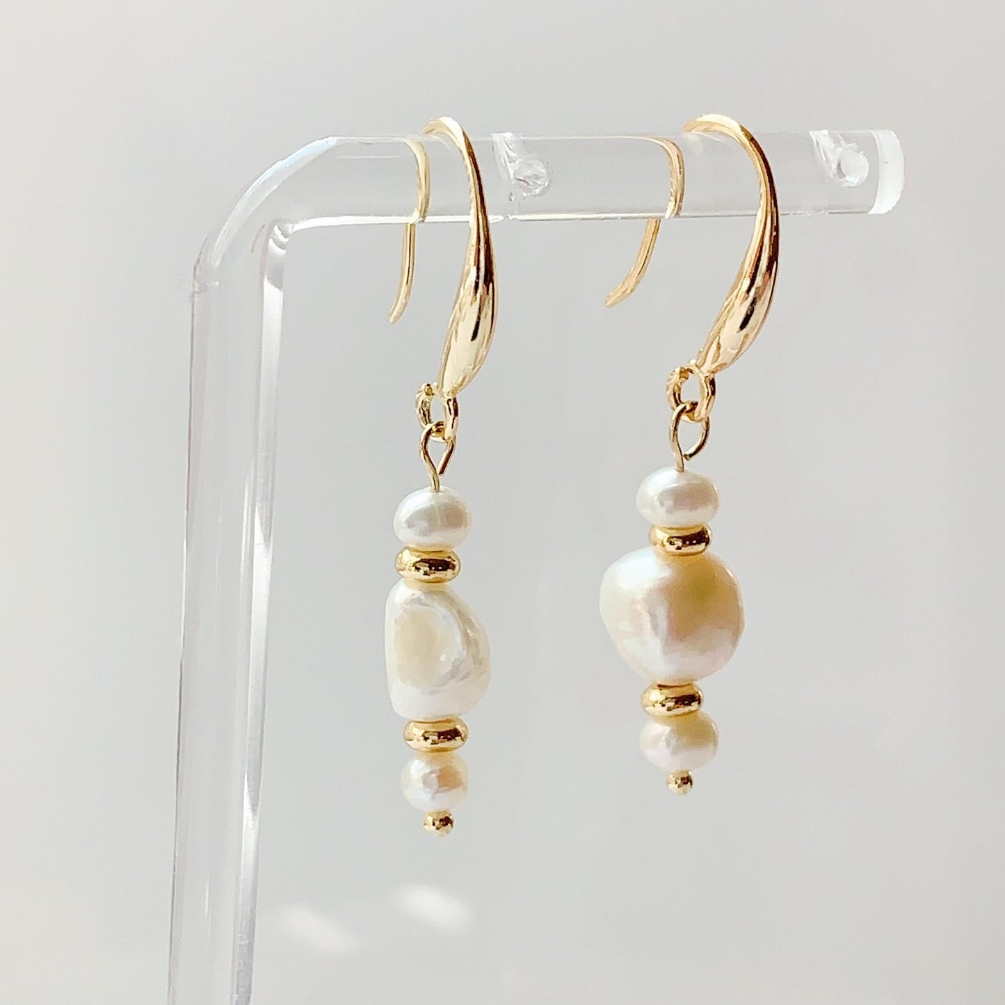 14K Gold Filled Baroque Pearl Earrings: Natural Freshwater Pearl Studs