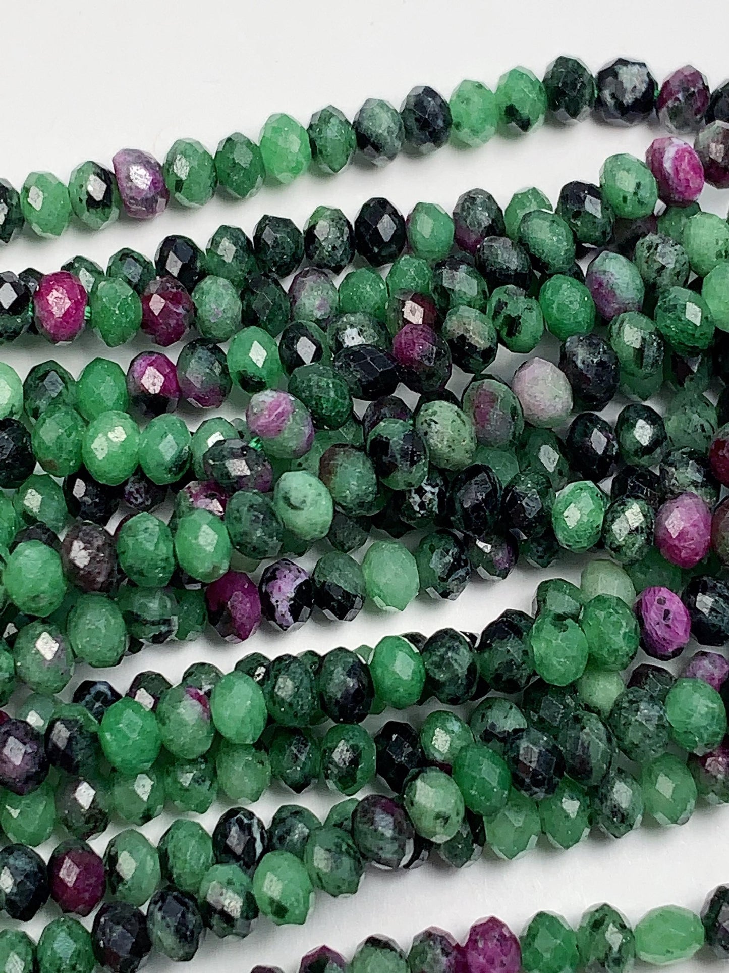 Good quality Genuine Natural Red Ruby Green Zoisite Faceted Rondelle Beads 15.5" Strand 3x4mm