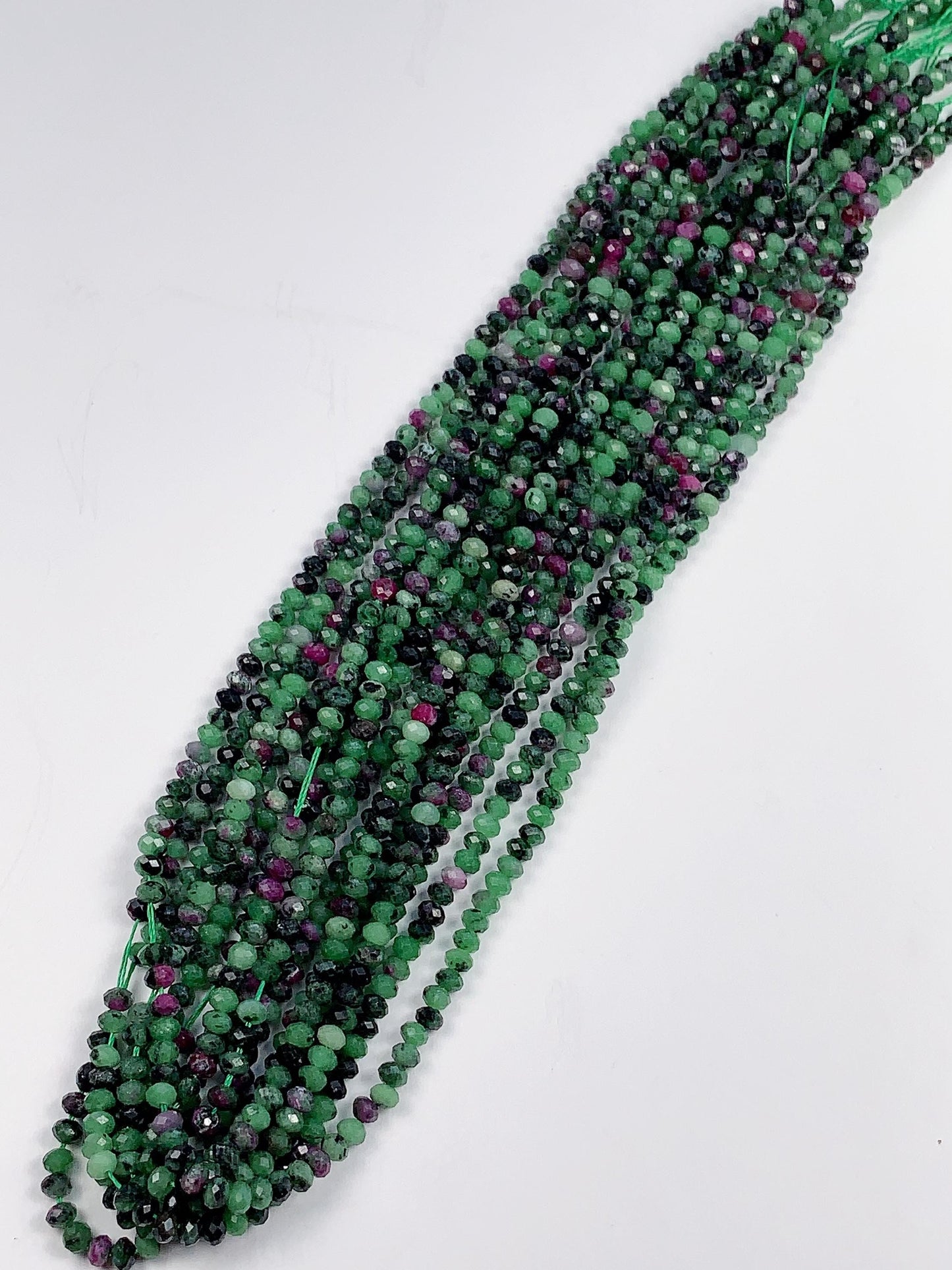 Good quality Genuine Natural Red Ruby Green Zoisite Faceted Rondelle Beads 15.5" Strand 3x4mm