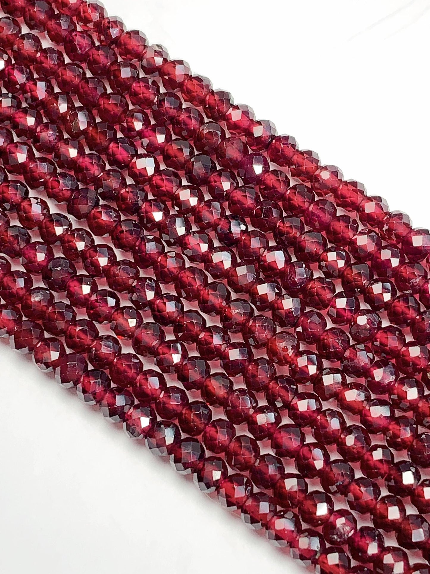 AAA Red Garnet Faceted Rondelle Beads: Natural Gemstone Strand (15.5")