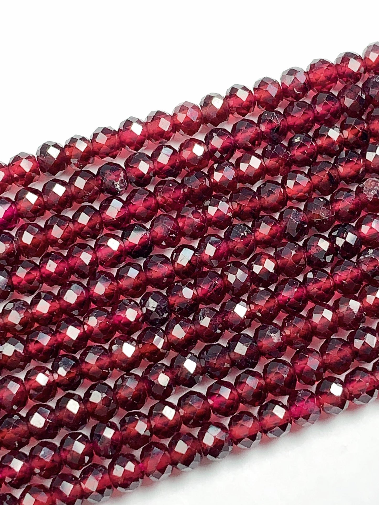AAA Red Garnet Faceted Rondelle Beads: Natural Gemstone Strand (15.5")