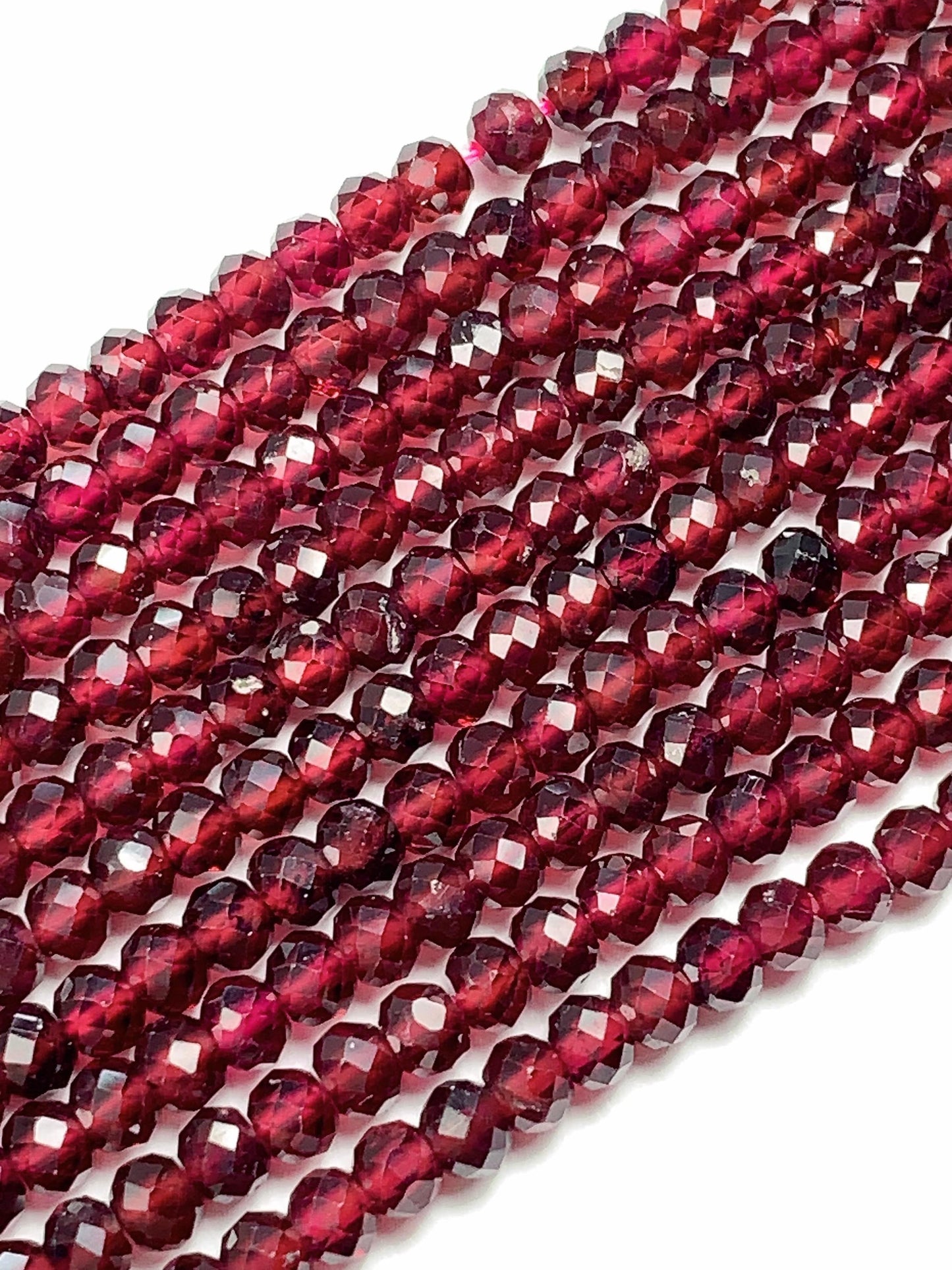 AAA Red Garnet Faceted Rondelle Beads: Natural Gemstone Strand (15.5")