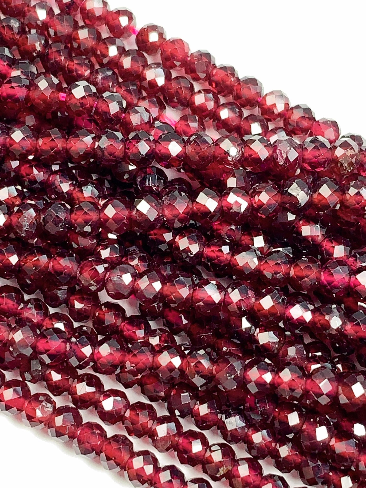 AAA Red Garnet Faceted Rondelle Beads: Natural Gemstone Strand (15.5")
