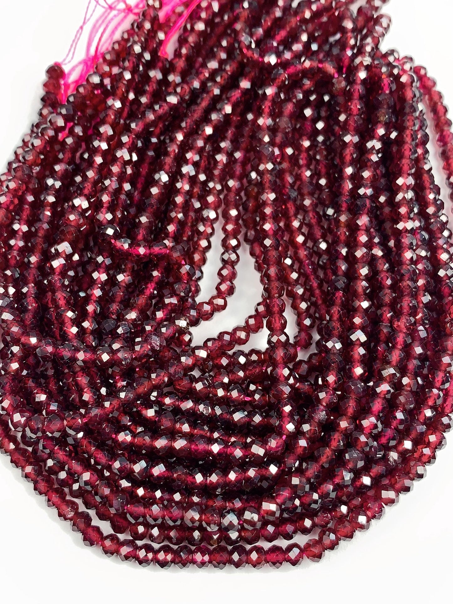 AAA Red Garnet Faceted Rondelle Beads: Natural Gemstone Strand (15.5")