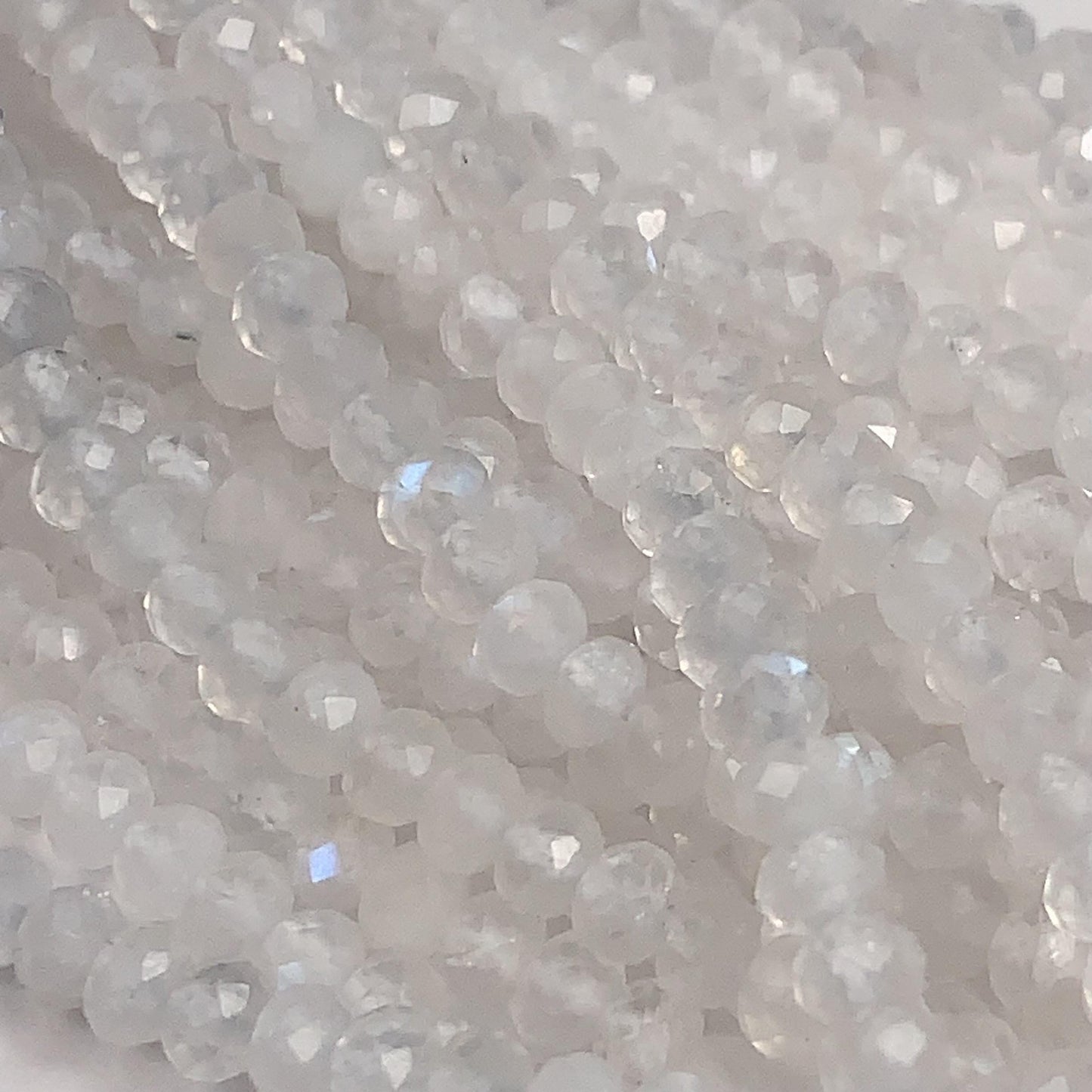 Natural White Moonstone Faceted Rondelle Beads 15.5" Strand 3x4mm