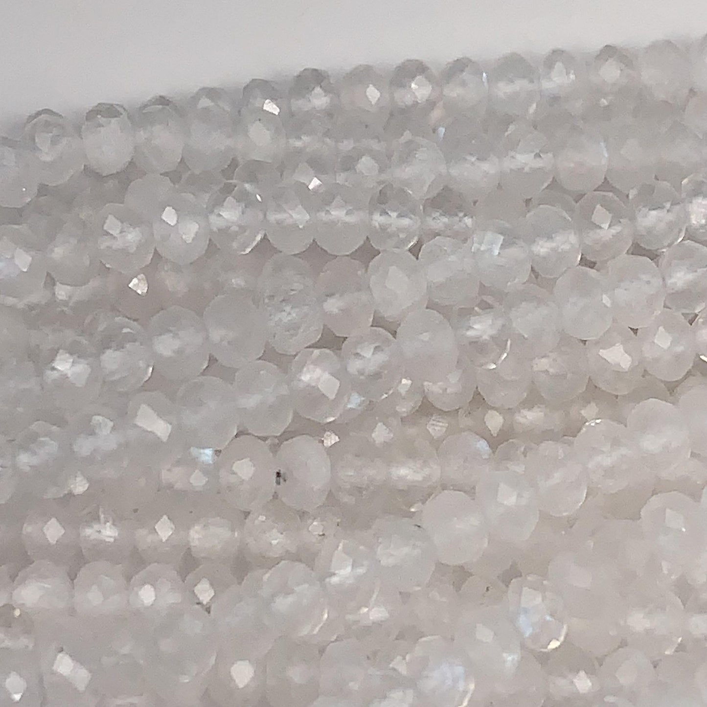 Natural White Moonstone Faceted Rondelle Beads 15.5" Strand 3x4mm