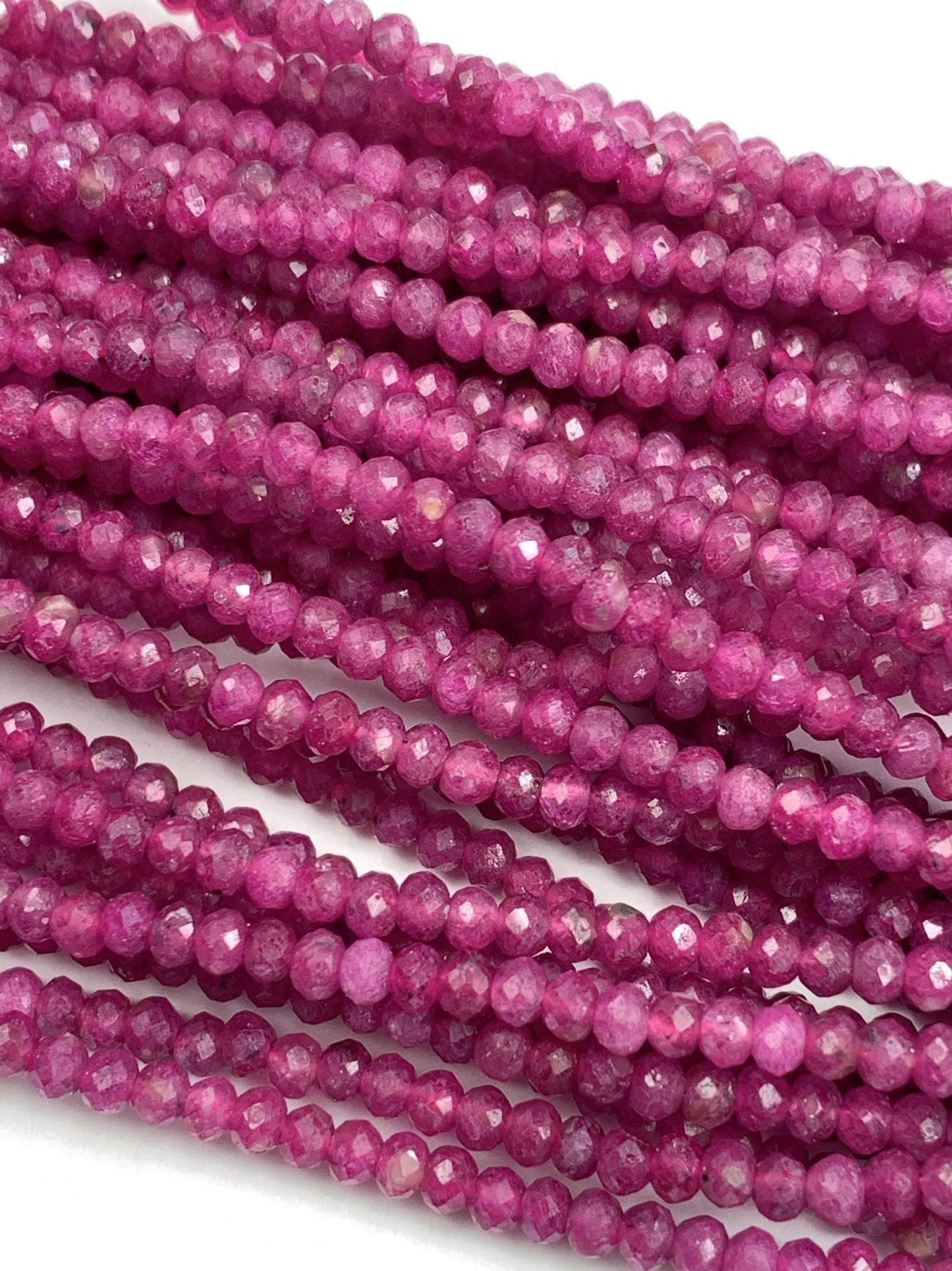 Good quality Genuine Natural Purple Red Ruby  Faceted Rondelle Beads 15.5" Strand 2x3mm