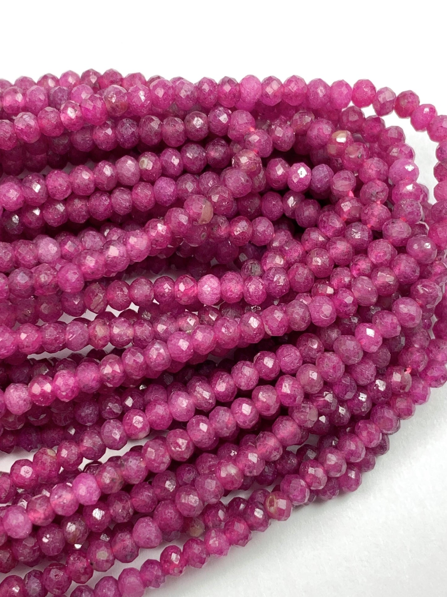 Good quality Genuine Natural Purple Red Ruby  Faceted Rondelle Beads 15.5" Strand 2x3mm