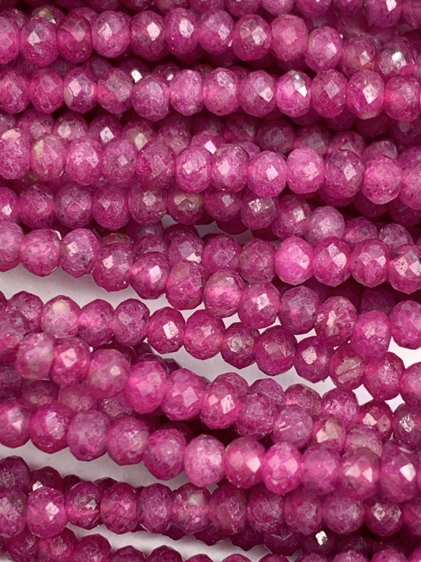 Good quality Genuine Natural Purple Red Ruby  Faceted Rondelle Beads 15.5" Strand 2x3mm