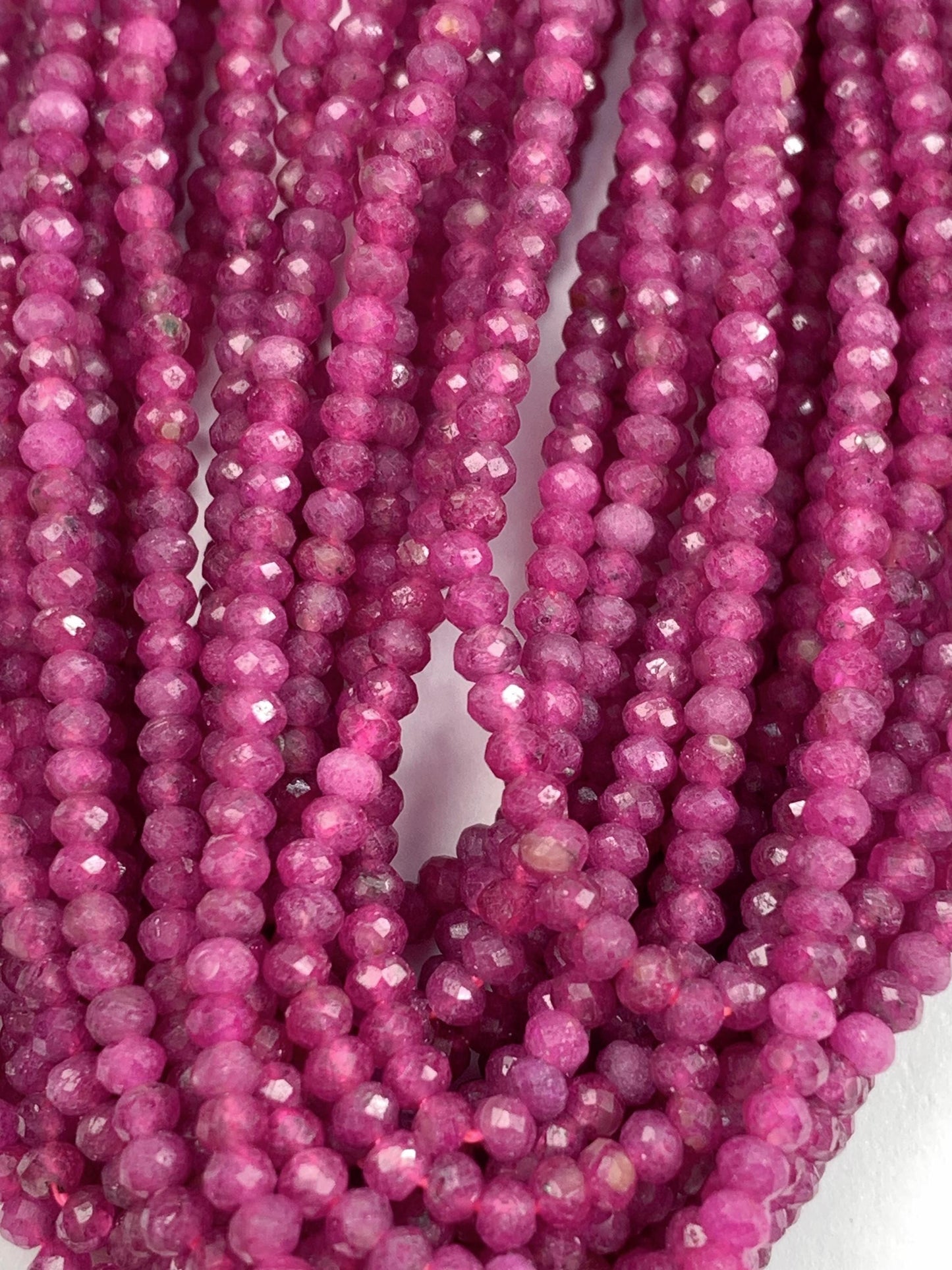 Good quality Genuine Natural Purple Red Ruby  Faceted Rondelle Beads 15.5" Strand 2x3mm