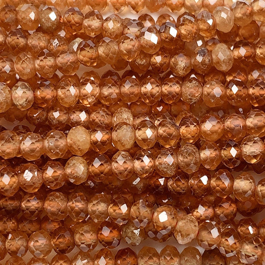 3x4mm AAA Good quality Natural Brown Orange Garnet Hessonite Faceted Rondelle Beads 15.5" Strand