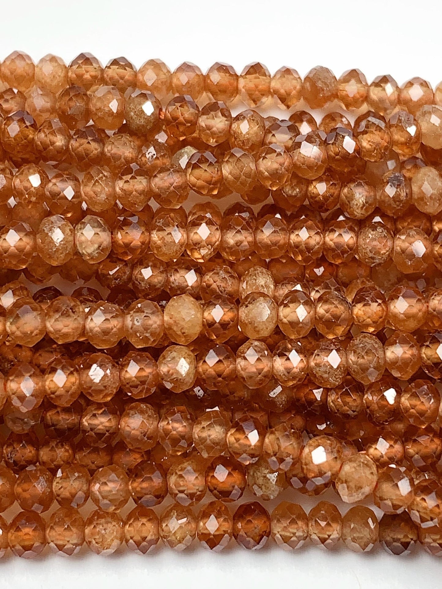 3x4mm AAA Good quality Natural Brown Orange Garnet Hessonite Faceted Rondelle Beads 15.5" Strand